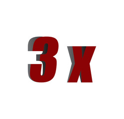 3x logo initial red and shadow