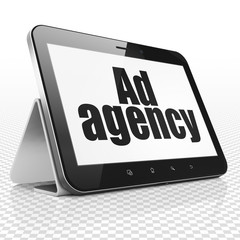 Marketing concept: Tablet Computer with Ad Agency on display