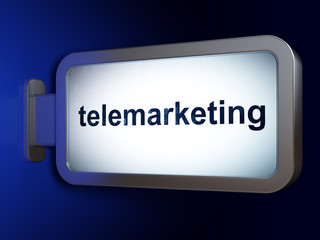 Marketing concept: Telemarketing on billboard background