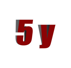5y logo initial red and shadow