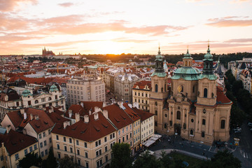 Obraz premium Prague, Czech Republic - 04 July 2016. The summer photo from above of Praha, Chezh Republic capital like a point of travel destination.