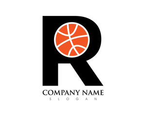 R Letter Basket Ball Logo