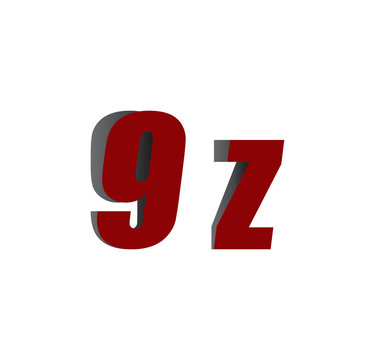 9z logo initial red and shadow