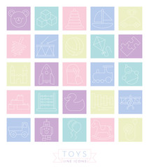 Toys Thin Line Square Pastel Icon Collection