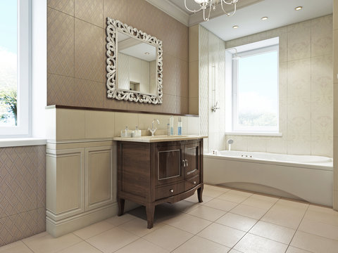 Ванная комната в частном доме 3d rendering