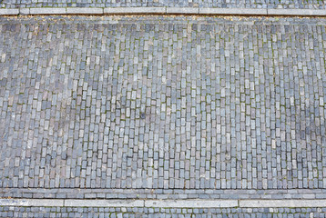 Cobblestone street and pavement from above