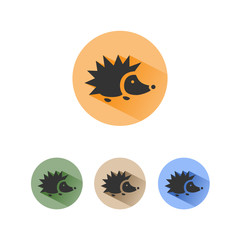 Icono de erizo sobre fondos de colores