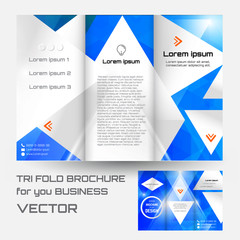 brochure folder leaflet geometric triangle rhombus abstract element blue color background