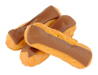 Chocolate covered eclair pastries