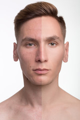 Fototapeta premium man before and after retouch