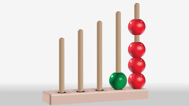 Animation of wooden five colored abacus toy