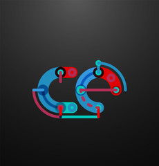 Cartoon linear letters icons