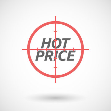Isolated red crosshair icon with    the text HOT PRICE