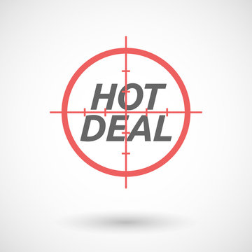 Isolated red crosshair icon with    the text HOT DEAL