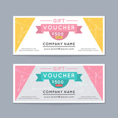 Vector illustration, Gift voucher template with clean and modern flat pattern.