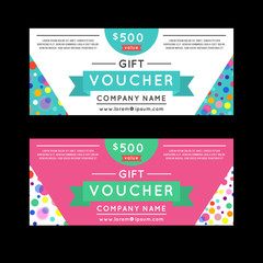 Fototapeta premium Vector illustration, Gift voucher template with clean and modern flat pattern.