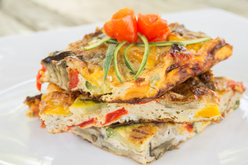 Fried Omelette with various vegetables