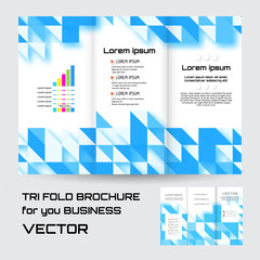 brochure folder leaflet geometric triangle rhombus abstract element blue color background