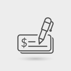 bank cheque thin line icon