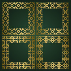 Golden square frames set of traditional ornament borders.