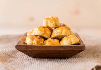 durian cookies on white plate
