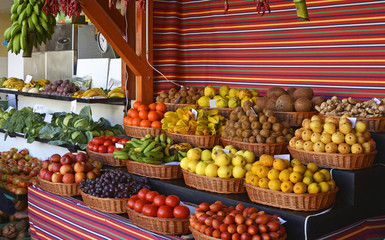 Fruits in market, Funchal, Madeira, Portugal