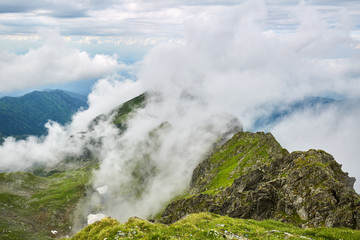 Misty rocky mountains