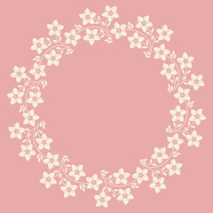 Modern circle frame with flowers and leaves