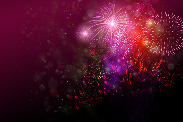 Obraz na płótnie Canvas Colorful fireworks with some copy space to the left
