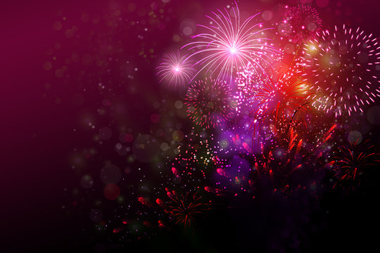 
Colorful fireworks with some copy space to the left