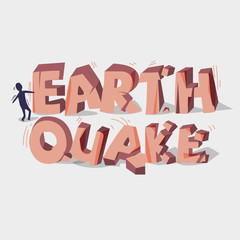 Earthquake 3d typographic design. Crack stone. Broken stone. Dia