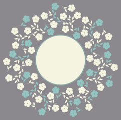 Stylish circle frame with flowers and leaves