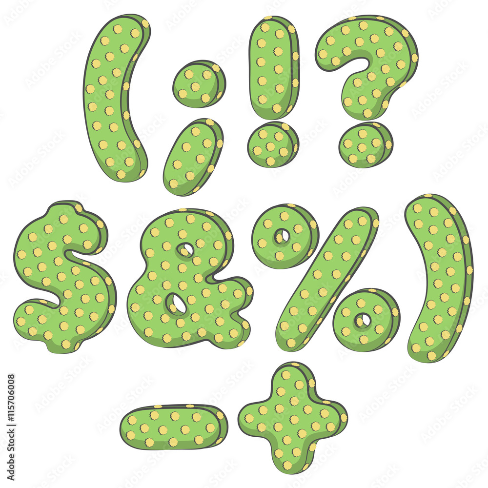 Poster cactus signs. isolated objects on a white background