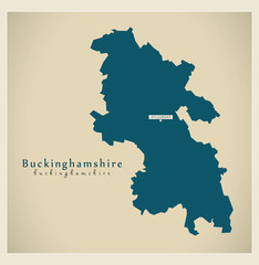 Modern Map - Buckinghamshire county UK