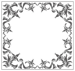 Stylish circle frame with vintage ornaments and floral elements