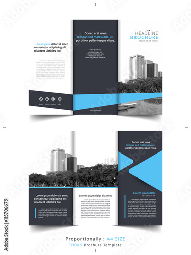 Set Of Business Tri Fold Brochure Template Corporate Leaflet Cover
