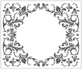 Vintage circle frame with flowers and leaves