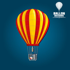 Fototapeta premium Hot air balloon with detailed elements