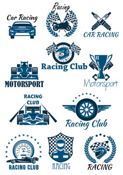 Isolated icons for racing and motorsports