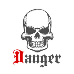 Sketch of skull with grin or grim smile