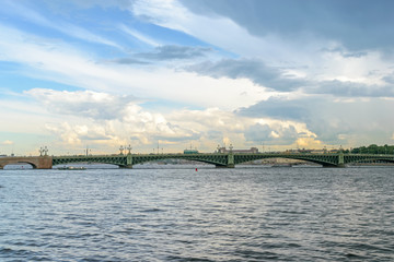 Fototapeta na wymiar View of Trinity bridge in St. Petersburg