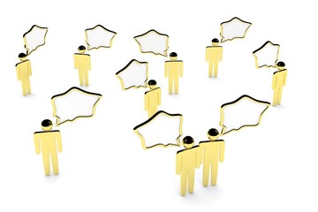 people with talk bubbles isolated over a white background. 3d rendering.