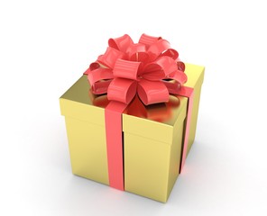Obraz premium gift box with bows isolated on white. 3d rendering.