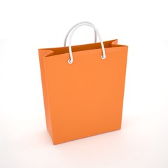 Paper Shopping Bag isolated on white background. 3d rendering.