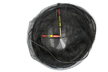 Net for fishing and floats isolated