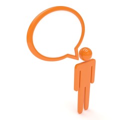3d man with talk bubbles isolated over a white . 3d rendering.