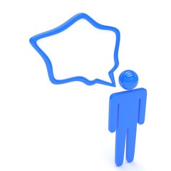 3d man with talk bubbles isolated over a white background. 3d rendering.