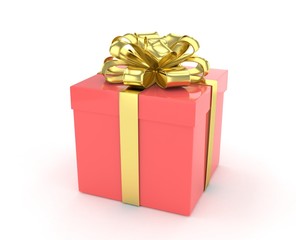 gift box with bows isolated on white. 3d rendering.