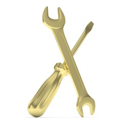 3D Illustration Wrench and screwdriver, service concept