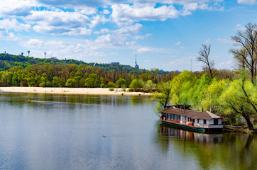 Fototapeta na wymiar Dnieper river at sunny day in spring in Kiev Ukraine